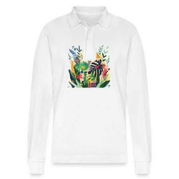 Plantes et musique - Impression de mode de haute qualité - Polo à manches longues bio PREPSTER Stanley/Stella Unisexe - blanc - Devant - Anna (173cm) & Nico (186cm)