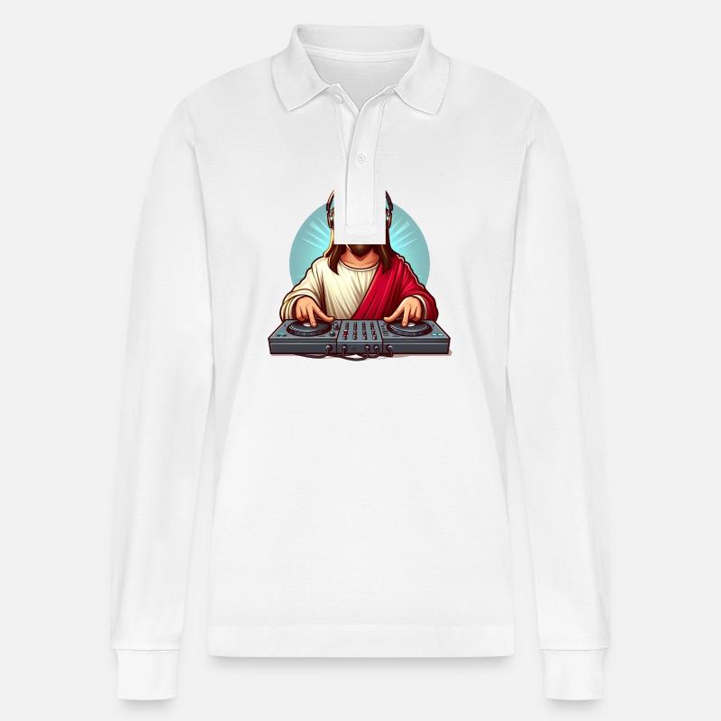 DJ Jesus - Stanley/Stella Unisex Bio-Langarm-Poloshirt Prepster - Weiß