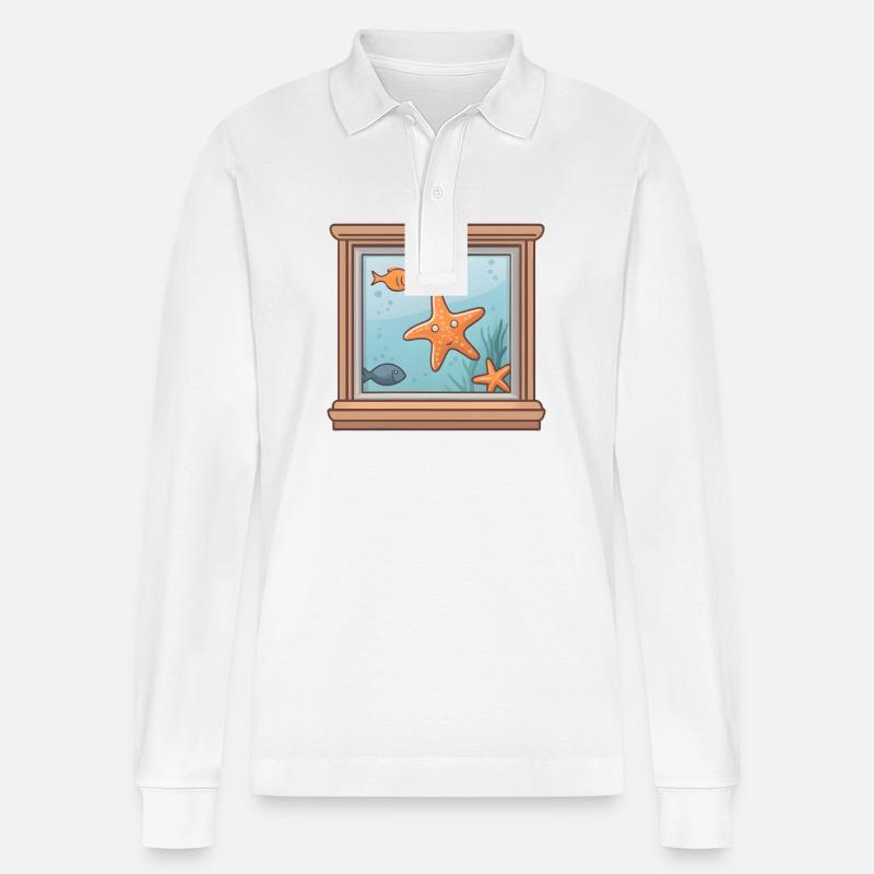 Wasserblick - Stanley/Stella Unisex Bio-Langarm-Poloshirt Prepster - Weiß