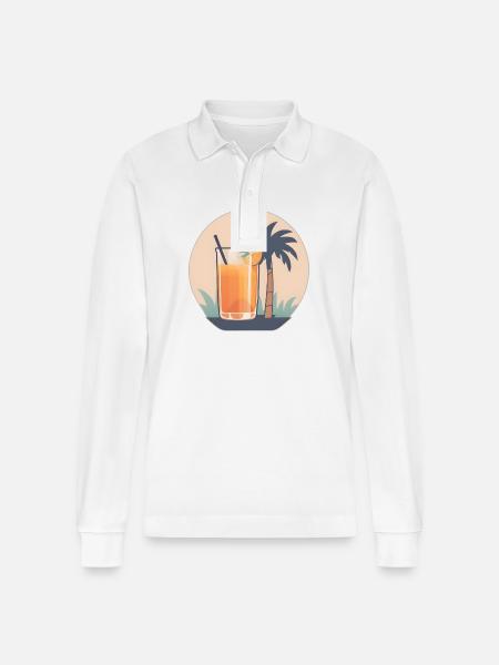 Tropical enjoyment - Stanley/Stella Organic Unisex Long-Sleeved Polo Shirt Prepster - white