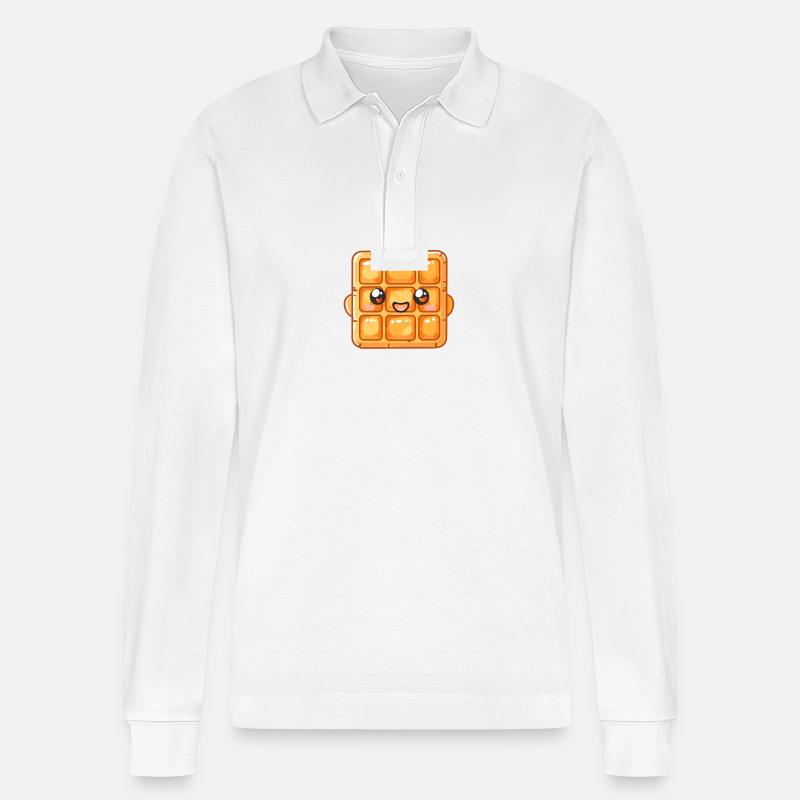 Cartoon Waffeleisen - Stanley/Stella Unisex Bio-Langarm-Poloshirt Prepster - Weiß