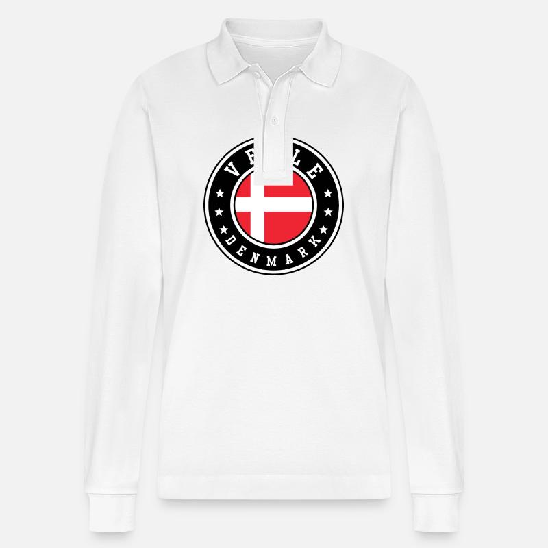 Vejle Dänemark - Stanley/Stella Unisex Bio-Langarm-Poloshirt Prepster - Weiß