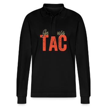 I'm TAC , ICT and TAC , funny duo - Stanley/Stella Organic Unisex Long-Sleeved Polo Shirt Prepster - black - Front - Anna (173cm) & Nico (186cm)