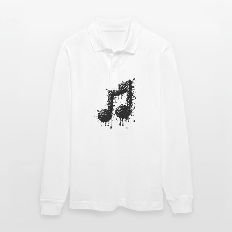 Liquid Music Eighth Notes Scale Stanley/Stella Organic Unisex Long-Sleeved Polo Shirt Prepster