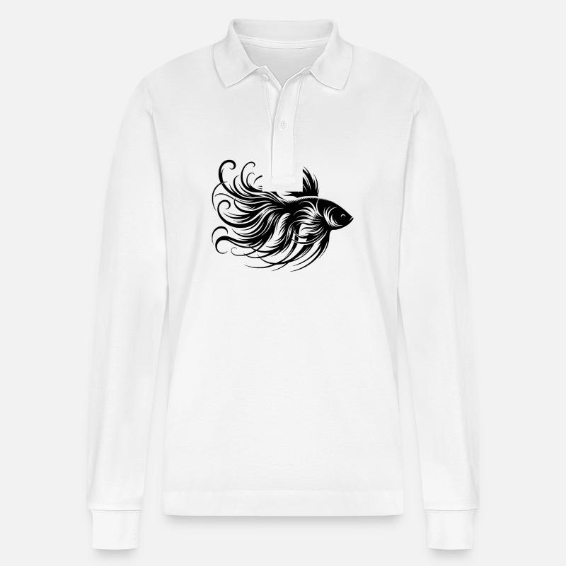 Prächtiger Kampffisch Gattung Labyrinthfisch - Stanley/Stella Unisex Bio-Langarm-Poloshirt Prepster - Weiß