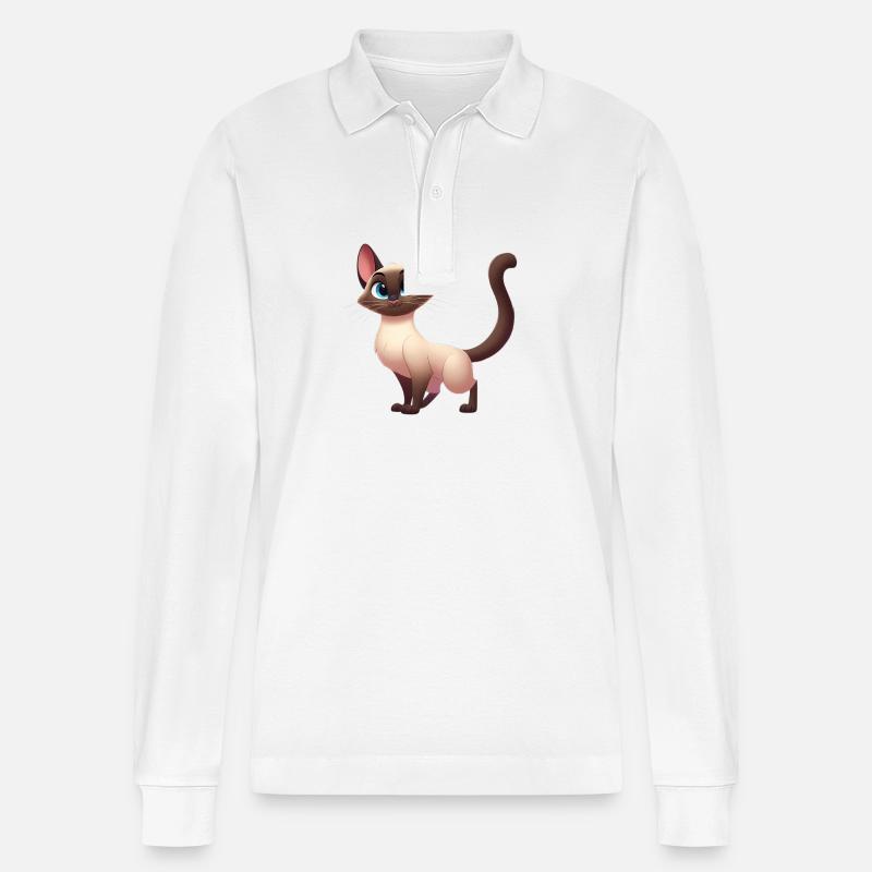 Siamesisch 16 - Stanley/Stella Unisex Bio-Langarm-Poloshirt Prepster - Weiß