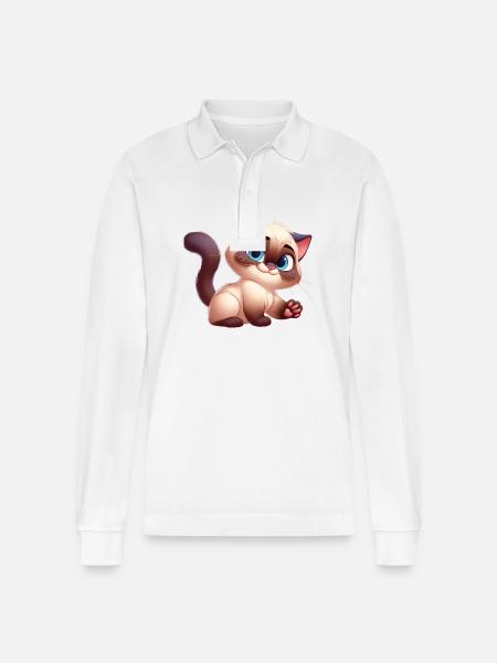 Siamesisch 18 - Stanley/Stella Unisex Bio-Langarm-Poloshirt Prepster - Weiß