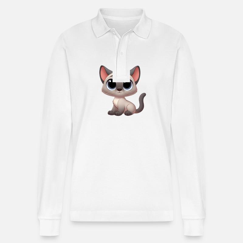 Siamesisch 23 - Stanley/Stella Unisex Bio-Langarm-Poloshirt Prepster - Weiß