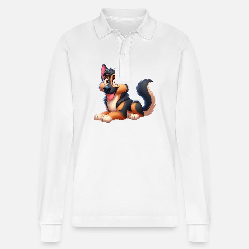 Deutscher Schäferhund 10 - Stanley/Stella Unisex Bio-Langarm-Poloshirt Prepster - Weiß