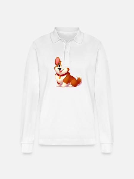 Corgi 16 - Stanley/Stella Organic Unisex Long-Sleeved Polo Shirt Prepster - white