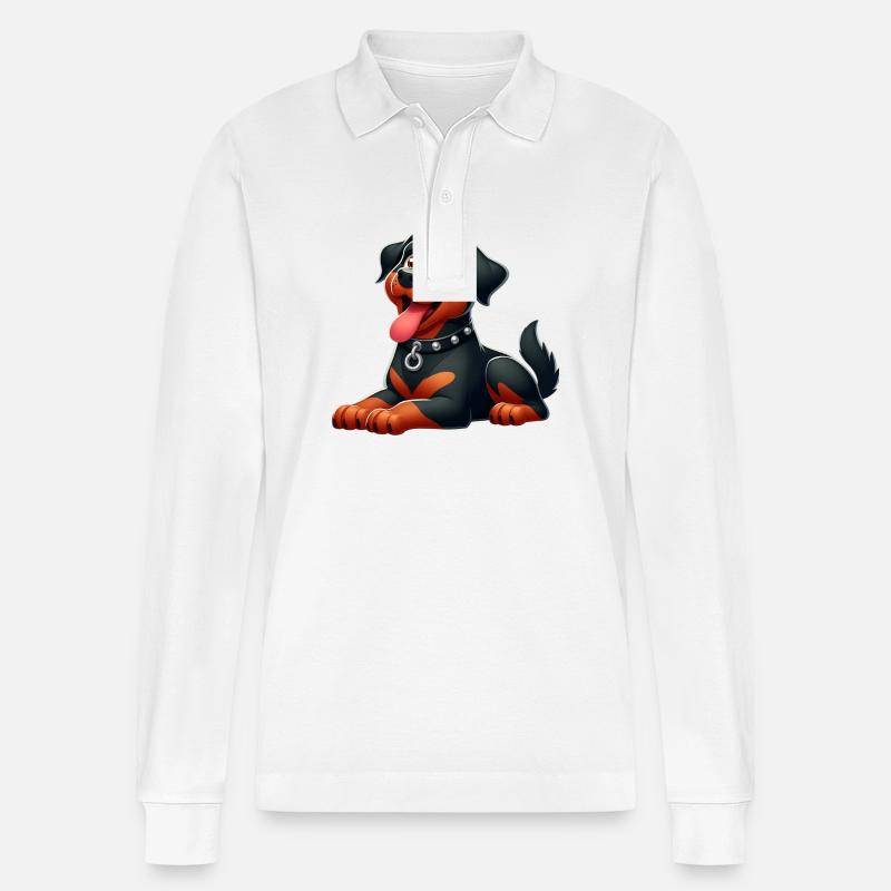 Rottweiller 5 - Stanley/Stella Unisex Bio-Langarm-Poloshirt Prepster - Weiß