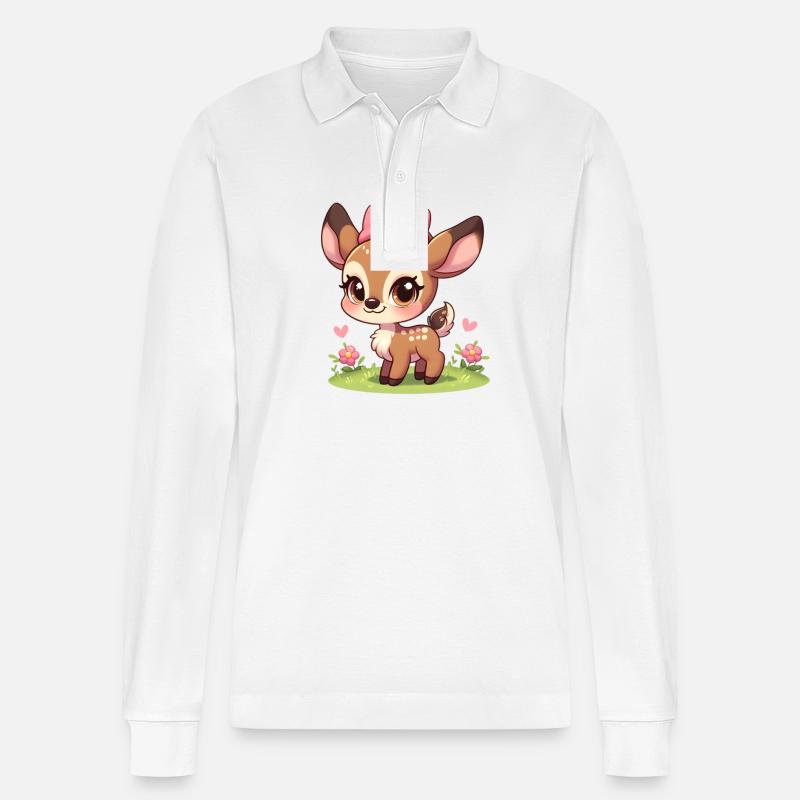 Petit Faon mignon 3 - Polo à manches longues bio PREPSTER Stanley/Stella Unisexe - blanc
