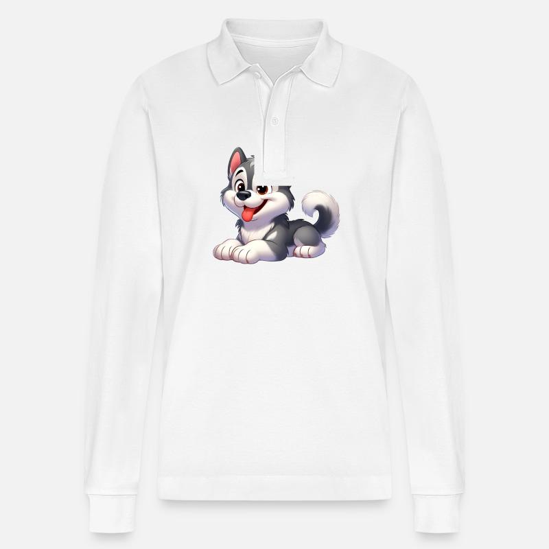 Husky 3 - Stanley/Stella Unisex Bio-Langarm-Poloshirt Prepster - Weiß