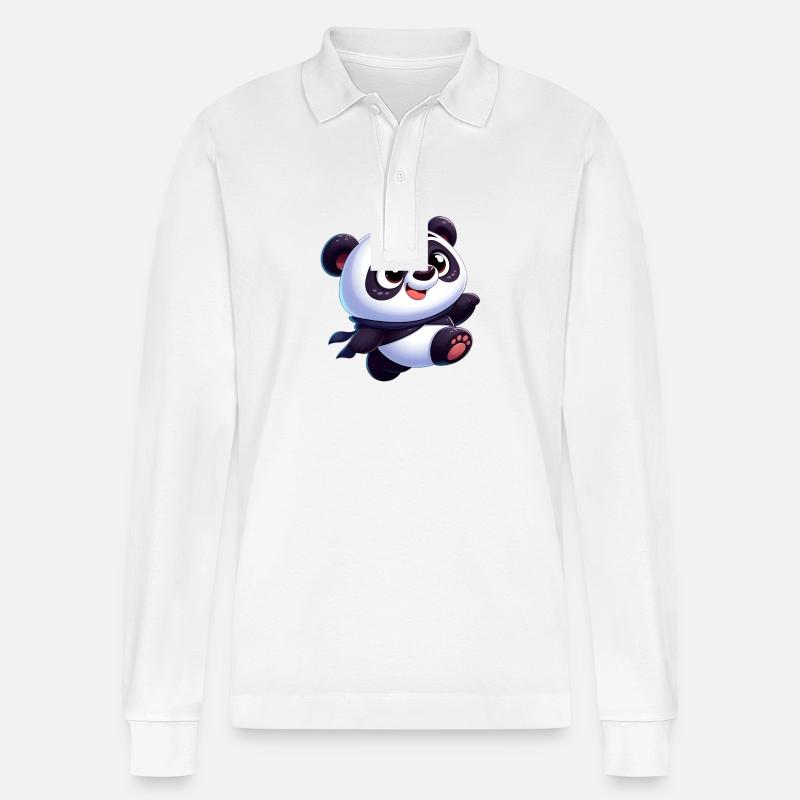 Panda 4 - Stanley/Stella Unisex Bio-Langarm-Poloshirt Prepster - Weiß