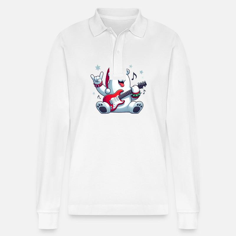 Eisbär 6 - Stanley/Stella Unisex Bio-Langarm-Poloshirt Prepster - Weiß