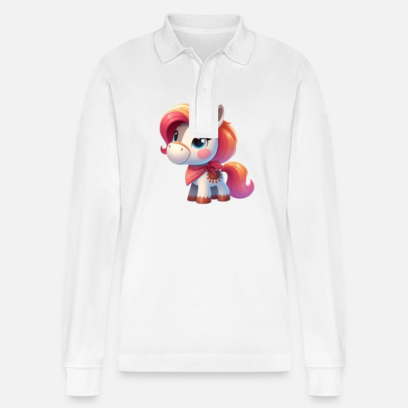 Pony 4 - Stanley/Stella Unisex Bio-Langarm-Poloshirt Prepster - Weiß