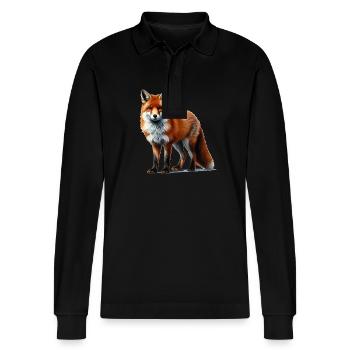 Fuchs - Stanley/Stella Unisex Bio-Langarm-Poloshirt Prepster - Schwarz - Vorne - Anna (173cm) & Nico (186cm)