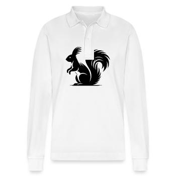 Squirrel Tattoo Style Drawing - Stanley/Stella Organic Unisex Long-Sleeved Polo Shirt Prepster - white - Front - Anna (173cm) & Nico (186cm)