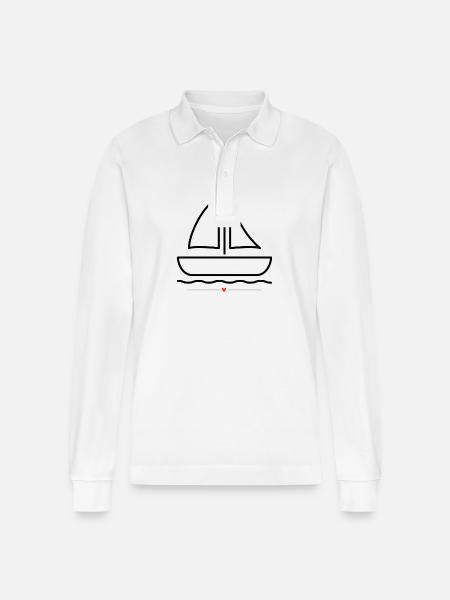 Motorboot Sportboot - Stanley/Stella Unisex Bio-Langarm-Poloshirt Prepster - Weiß