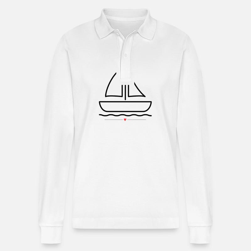 Motorboot Sportboot - Stanley/Stella Unisex Bio-Langarm-Poloshirt Prepster - Weiß