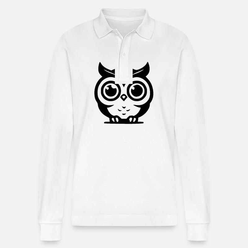 Eulen mit riesigen Augen - Stanley/Stella Unisex Bio-Langarm-Poloshirt Prepster - Weiß