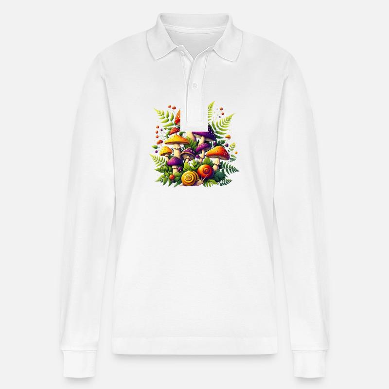 Mushrooms Magic Mushrooms Plain - Stanley/Stella Unisex Bio-Langarm-Poloshirt Prepster - Weiß
