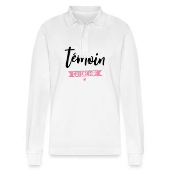 Witness who rocks - Stanley/Stella Organic Unisex Long-Sleeved Polo Shirt Prepster - white - Front - Anna (173cm) & Nico (186cm)