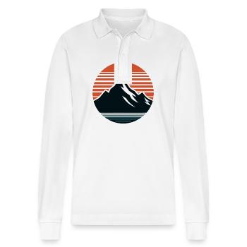 Berge, Natur, Sonnenuntergang - Stanley/Stella Unisex Bio-Langarm-Poloshirt Prepster - Weiß - Vorne - Anna (173cm) & Nico (186cm)