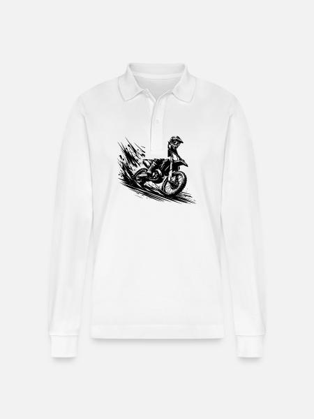 Mud Offroad Enduro Adventure Drawing - Stanley/Stella Organic Unisex Long-Sleeved Polo Shirt Prepster - white
