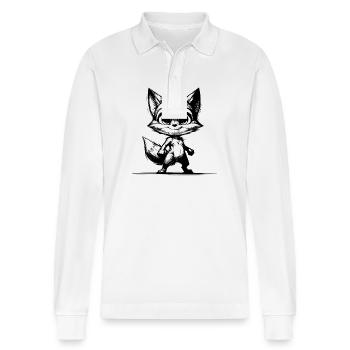 Kinder Fuchs Skizze Bleistift Zeichnung - Stanley/Stella Unisex Bio-Langarm-Poloshirt Prepster - Weiß - Vorne - Anna (173cm) & Nico (186cm)