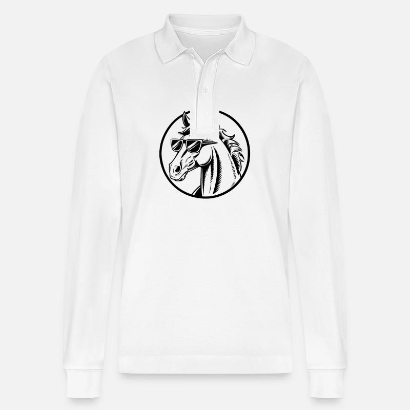 Reiten Reiten - Stanley/Stella Unisex Bio-Langarm-Poloshirt Prepster - Weiß
