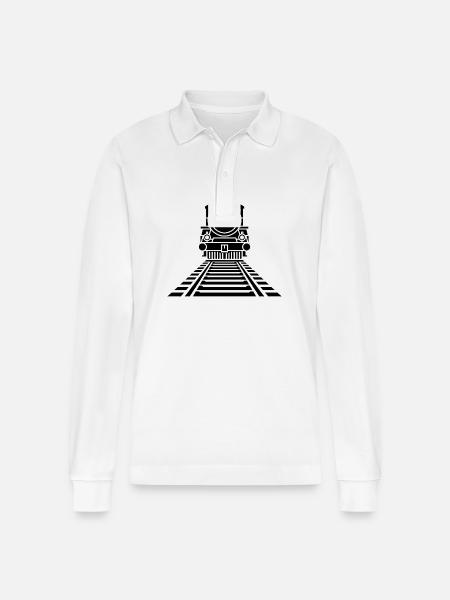Railway sketch - Stanley/Stella Organic Unisex Long-Sleeved Polo Shirt Prepster - white