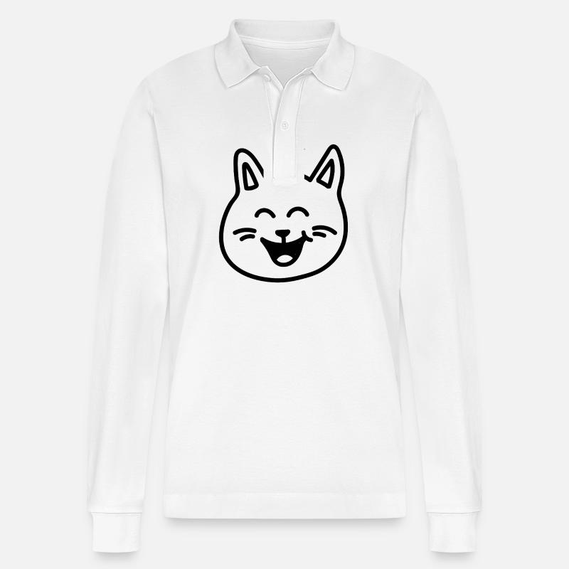 Katze - Stanley/Stella Unisex Bio-Langarm-Poloshirt Prepster - Weiß
