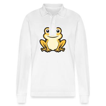 toad - Stanley/Stella Organic Unisex Long-Sleeved Polo Shirt Prepster - white - Front - Anna (173cm) & Nico (186cm)