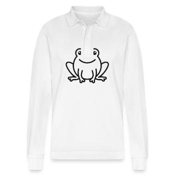 toad - Stanley/Stella Organic Unisex Long-Sleeved Polo Shirt Prepster - white - Front - Anna (173cm) & Nico (186cm)