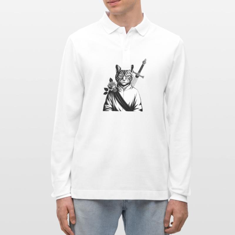 Die Samurai-Katze, die Bushido-Katze Stanley/Stella Unisex Bio-Langarm-Poloshirt Prepster