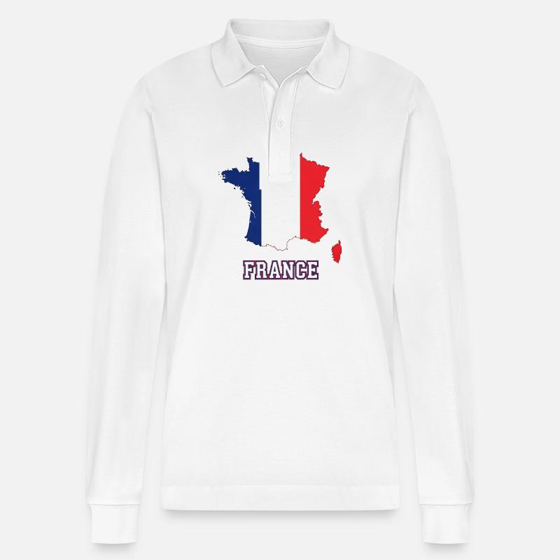 Aufkleber Frankreich - Stanley/Stella Unisex Bio-Langarm-Poloshirt Prepster - Weiß