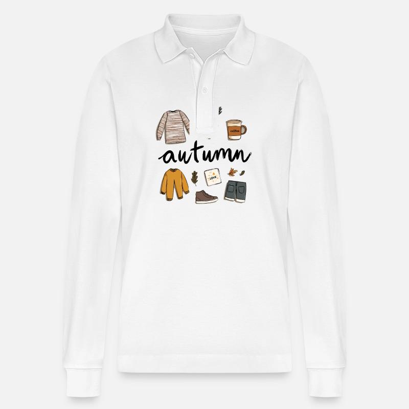 Autumn Vibes – Cozy Herbstillustration. - Stanley/Stella Unisex Bio-Langarm-Poloshirt Prepster - Weiß