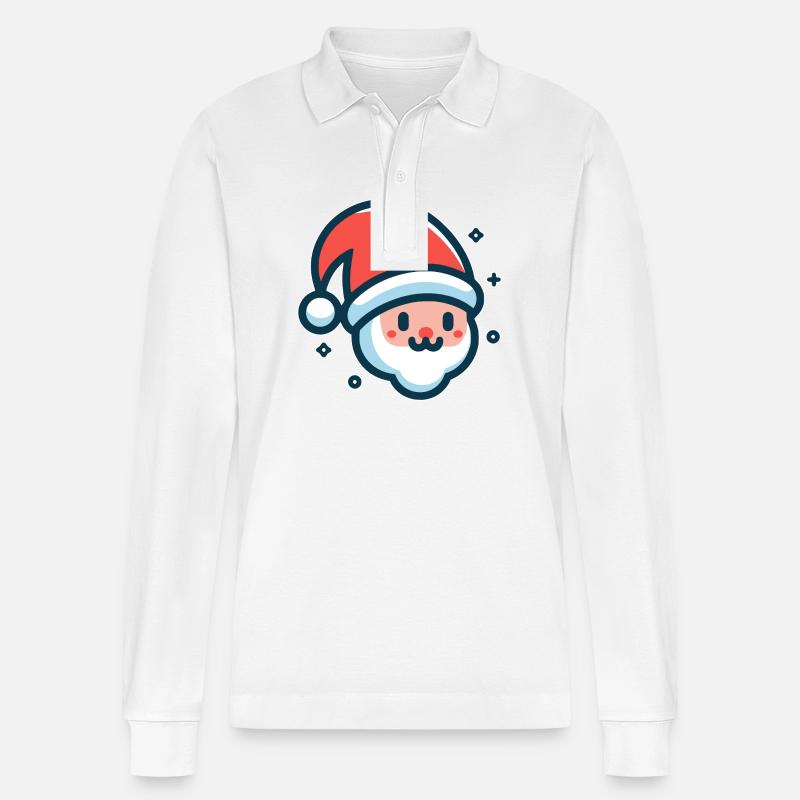 Weihnachtsmann Kopf - Stanley/Stella Unisex Bio-Langarm-Poloshirt Prepster - Weiß