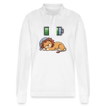 Lion Sleeping Recharging Night Bedtime - Stanley/Stella Unisex Bio-Langarm-Poloshirt Prepster - Weiß - Vorne - Anna (173cm) & Nico (186cm)