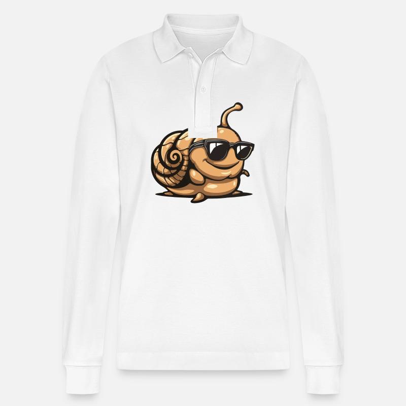 Schnecke Comic Cool - Stanley/Stella Unisex Bio-Langarm-Poloshirt Prepster - Weiß