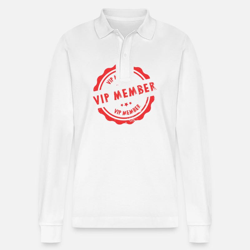 Vip Member Stempel - Stanley/Stella Unisex Bio-Langarm-Poloshirt Prepster - Weiß