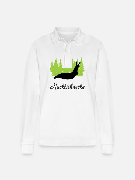 "Nacktschnecke: Freche Eleganz" - Stanley/Stella Unisex Bio-Langarm-Poloshirt Prepster - Weiß