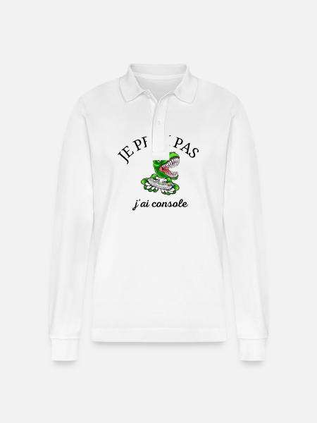 I can't I consoled - Stanley/Stella Organic Unisex Long-Sleeved Polo Shirt Prepster - white