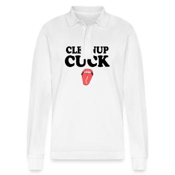 Cuckold clean up - Stanley/Stella Organic Unisex Long-Sleeved Polo Shirt Prepster - white - Front - Anna (173cm) & Nico (186cm)