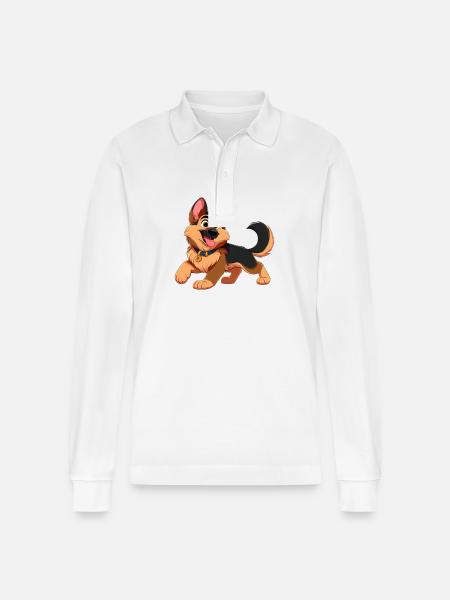 Deutscher Schäferhund 2 - Stanley/Stella Unisex Bio-Langarm-Poloshirt Prepster - Weiß