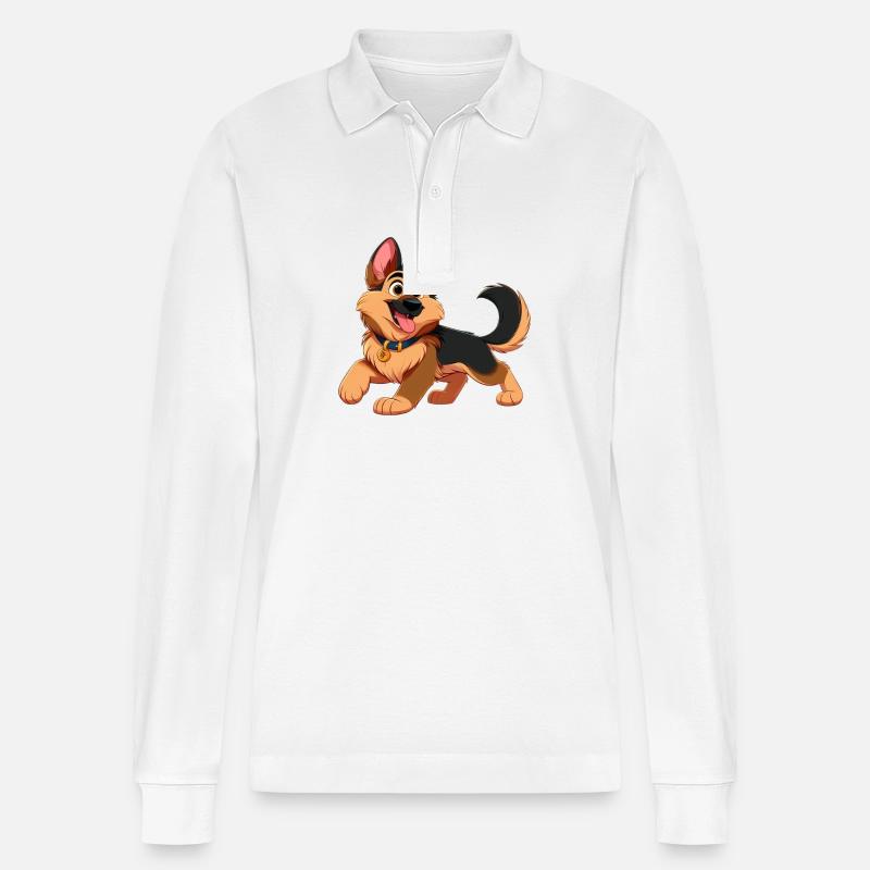 Deutscher Schäferhund 2 - Stanley/Stella Unisex Bio-Langarm-Poloshirt Prepster - Weiß