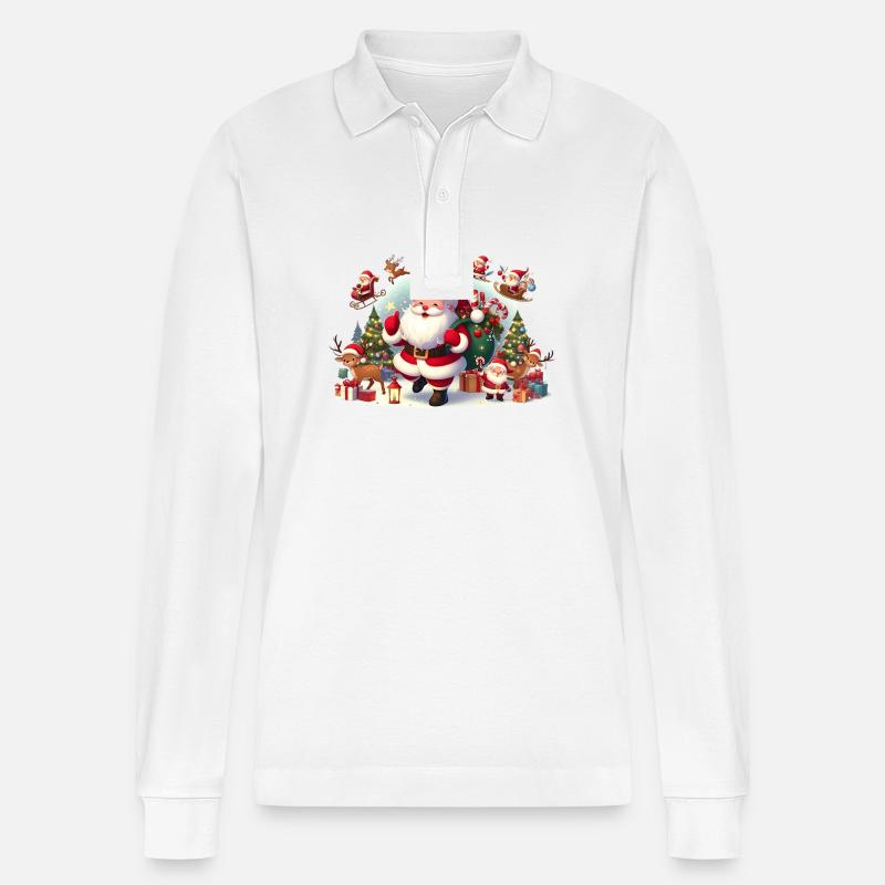 Santa Fun 6 - Stanley/Stella Unisex Bio-Langarm-Poloshirt Prepster - Weiß