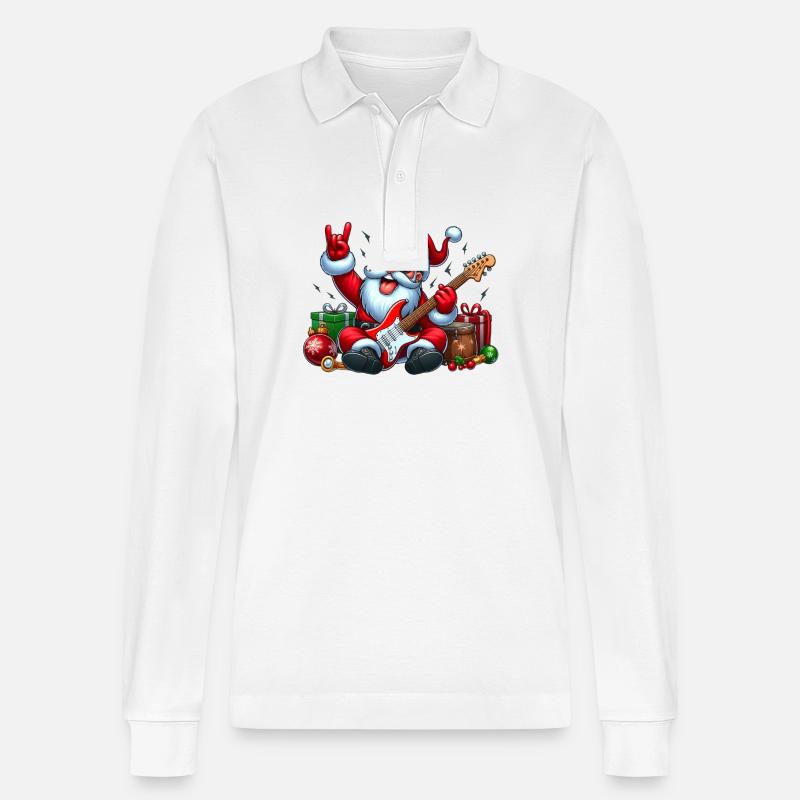 Santa Rock 4 - Stanley/Stella Unisex Bio-Langarm-Poloshirt Prepster - Weiß