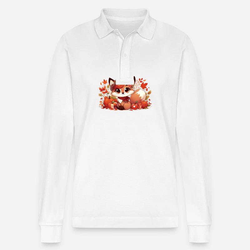 Fuchs Herbst 5 - Stanley/Stella Unisex Bio-Langarm-Poloshirt Prepster - Weiß